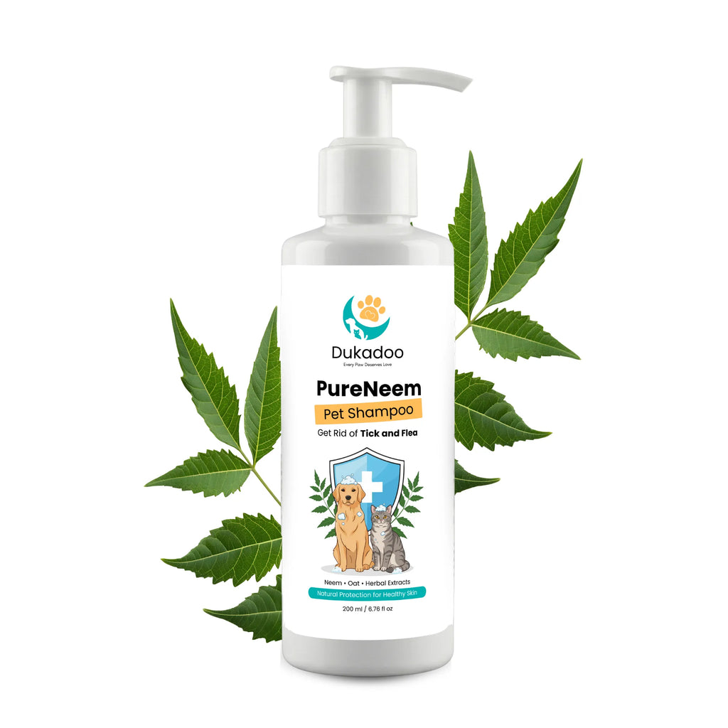 Dukadoo PureNeem Pet Shampoo 200ml | Neem Herbal Dog & Cat Shampoo | Helps Reduce Itching | Supports Skin & Coat Health | Anti-Microbial Cleansing Formula | Gentle Pet Bath Wash | Pack of 1