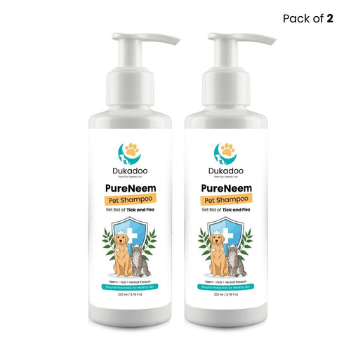Dukadoo PureNeem Pet Shampoo 200ml | Neem Herbal Dog & Cat Shampoo | Helps Reduce Itching | Supports Skin & Coat Health | Anti-Microbial Cleansing Formula | Gentle Pet Bath Wash | Pack of 1