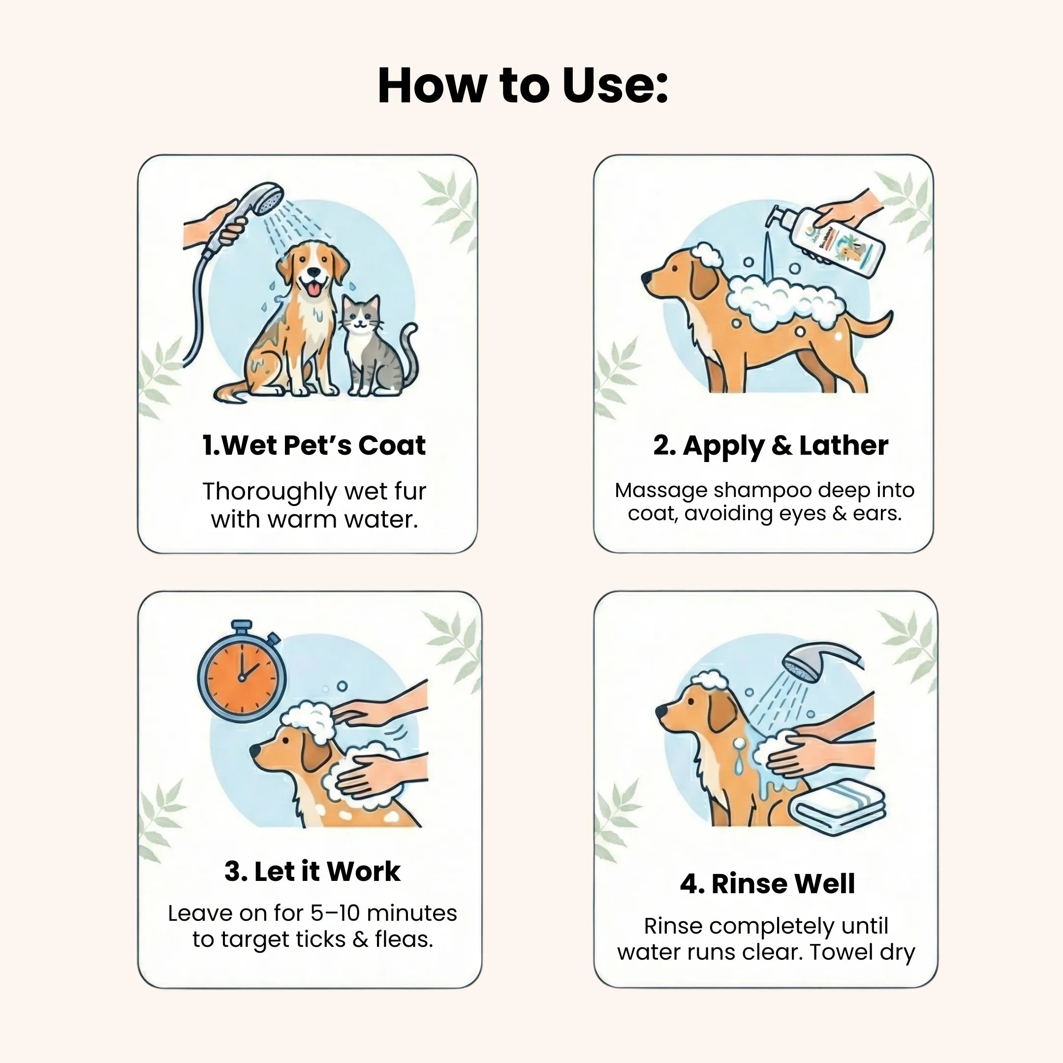 Dukadoo PureNeem Pet Shampoo 200ml | Neem Herbal Dog & Cat Shampoo | Helps Reduce Itching | Supports Skin & Coat Health | Anti-Microbial Cleansing Formula | Gentle Pet Bath Wash | Pack of 1