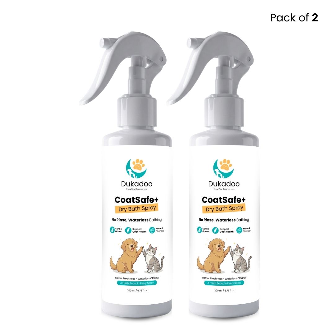 Dukadoo CoatSafe+ Waterless Pet Shampoo 200ml | Dry Bath No-Rinse Shampoo for Dogs & Cats | Instant Freshness & Odour Control | Gentle Daily Cleansing | Coat Care Spray