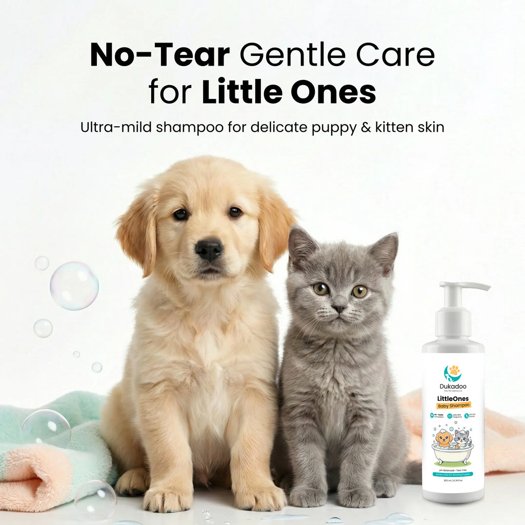 Dukadoo LittleOnes Baby Shampoo – 200ml | No-Tears, pH-Balanced Formula | Gentle Care for Puppies & Kittens | Soft Coat Cleansing | Mild Fragrance | for Dogs & Cats